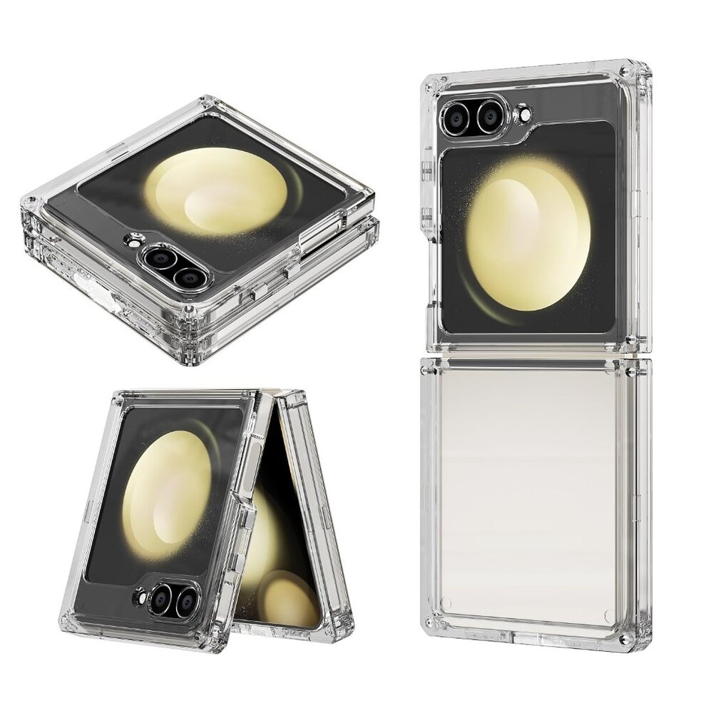 HUALIMEI Crystal Clear Hard PC Case for Samsung Galaxy Z Flip 5, Military Full B